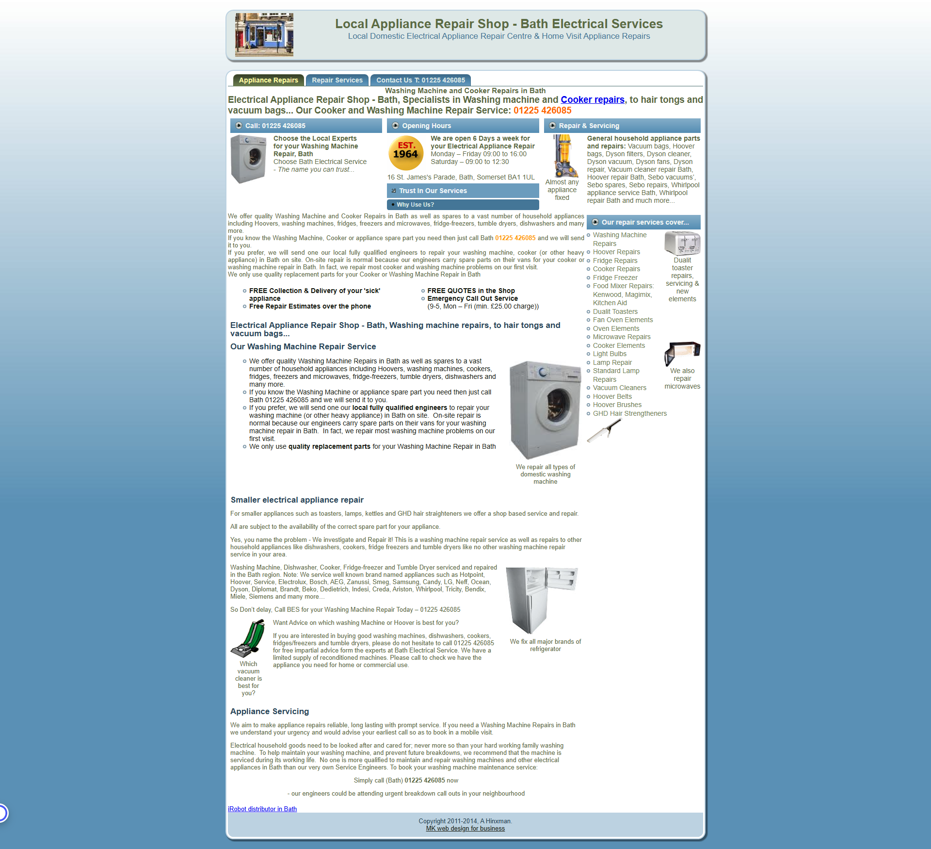 Bath Electrical Service — Old Website Design